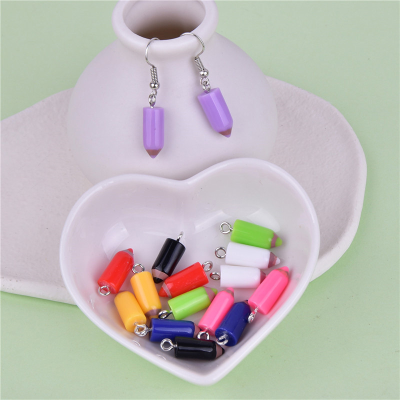 10 Uds. De dijes de cabeza de lápiz de simulación, colgantes rojos y amarillos para hacer joyería DIY, accesorios hechos a mano, pendientes, collar, pulsera