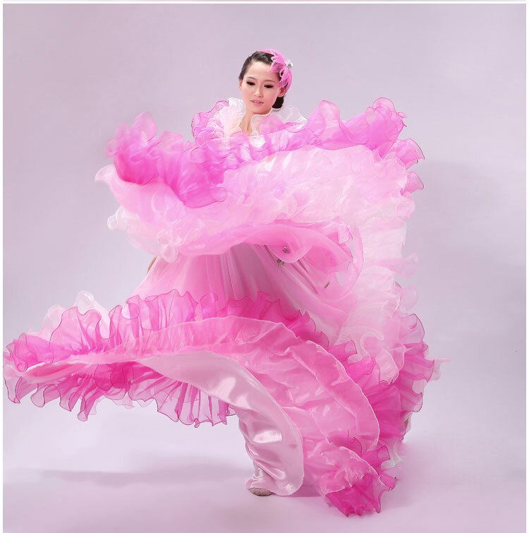 Danza de vientre español 550 grados vestido falda traje largo Flamenco faldas spaarse Flamenco juck Vestidos para mujeres niñas