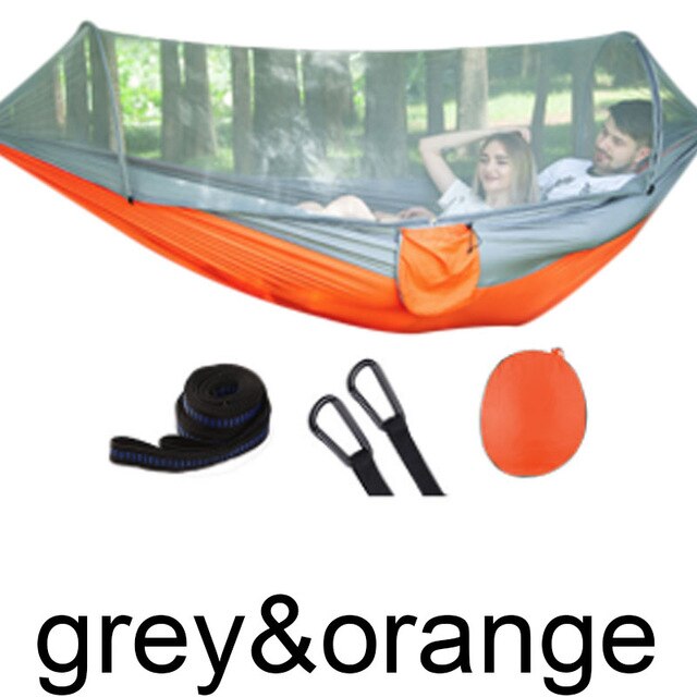 Bærbar hængekøje indendørs hjem soveværelse hængekøje doven stol rejse udendørs camping gynge stol tyk lærred seng hængekøjer: Grå orange
