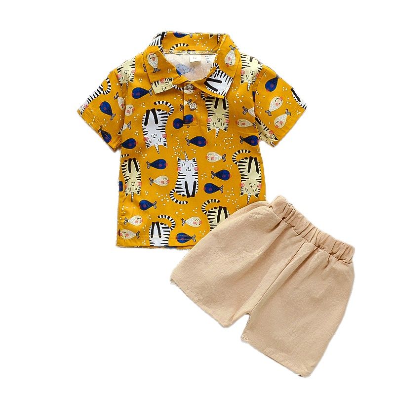 BabiColor Baby Clothing Set Summer Kids Boys Beach Outfits Cotton Shirt +shorts 2pcs Infant Boys Tracksuit Set