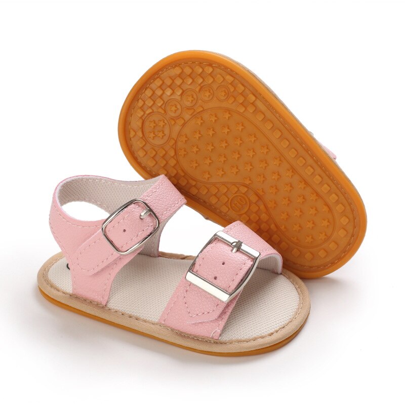 Bebê recém-nascido verão sandálias infantil menino menina sapatos de borracha sola macia antiderrapante da criança primeiro walker bebê berço sapatos 0-18 meses: Pink / 0-6 meses