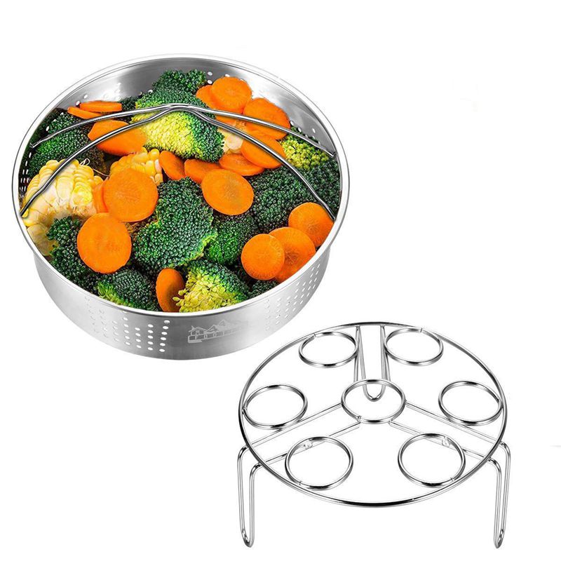 Damperkurv med eggdampstativ til øyeblikkelig og trykkoker tilbehør vegetabilsk dampstativstativ passer til 5,6,8 qt pressu: misligholde tittel