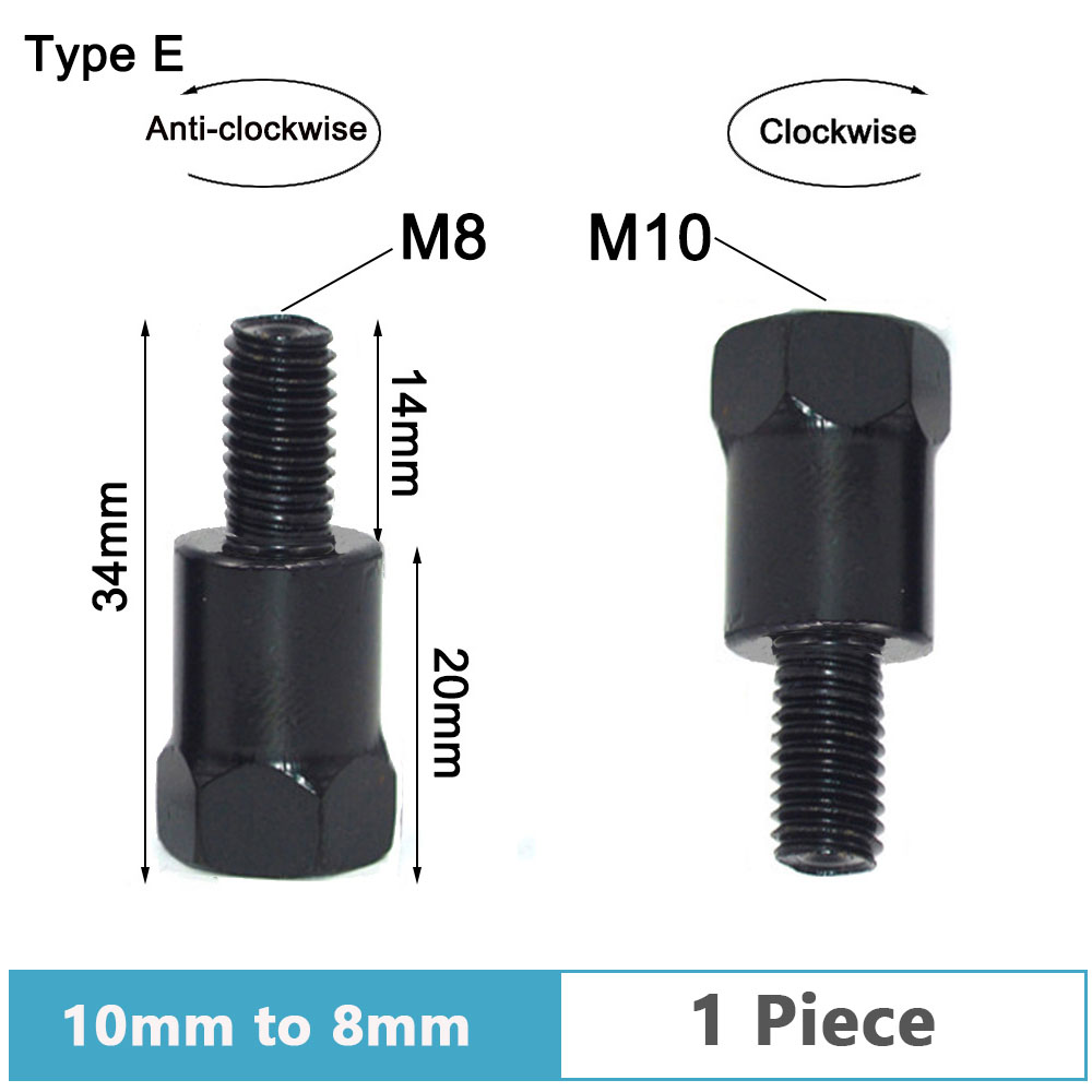 1pc adaptadores de espelho da motocicleta m10 10mm m8 8mm preto prata aço metal parafuso adaptador espelhos retrovisores conversão parafuso rosca: Marfim