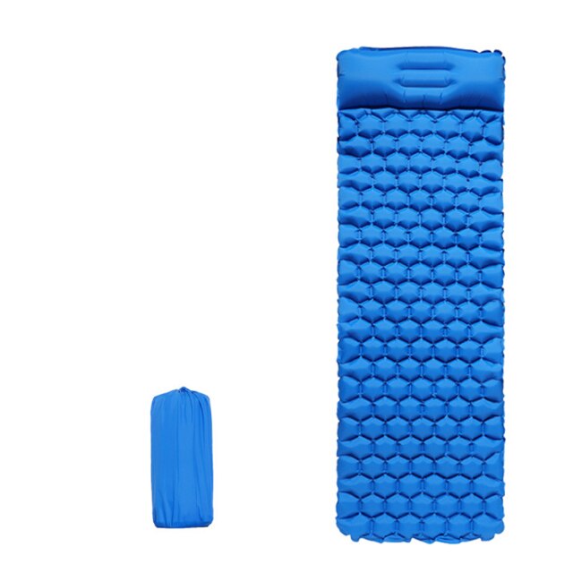 Camping Mat Self Inflatable Mattresses Camp Inflatable Mattress Outdoor Mat Tent Mat Sleeping Pad Hiking Trekking with Pillow: Sky Blue