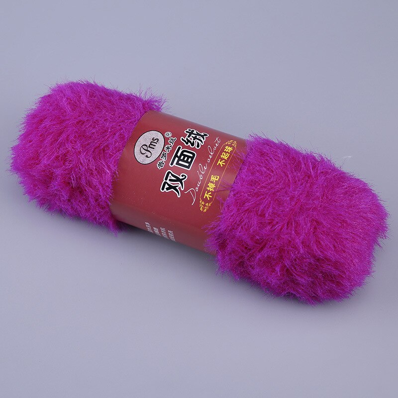 100g/ pelotes de fil à tricoter à la main double face à poils longs en vison doux et cachemire, 100%  fils à crocheter en nylon  jk497 fausse fourrure, corail et velours: 24