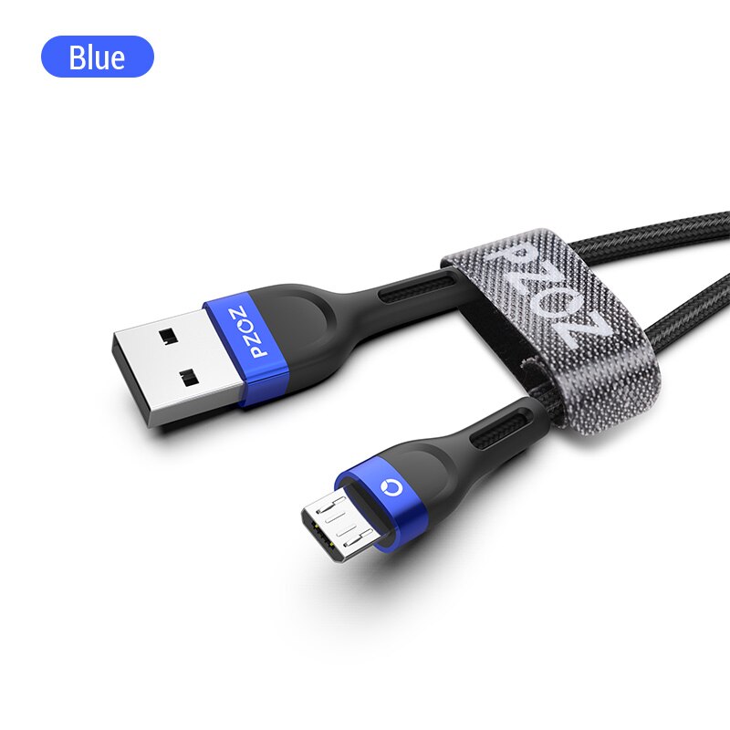 Pzoz cabo micro usb 3a, cabo de carregamento rápido para samsung huawei xiaomi redmi, honor, lg, dados android, carregador de celular microusb cabo de fio: Blue / 0.5m