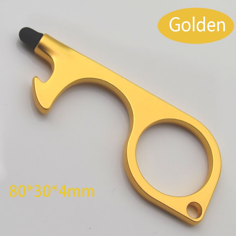 EDC-abridor de puerta sin tocar, botones de pantalla, herramientas de prensa, protección de seguridad, aislamiento sencillo, sacacorchos, llavero, accesorios para el hogar: Golden