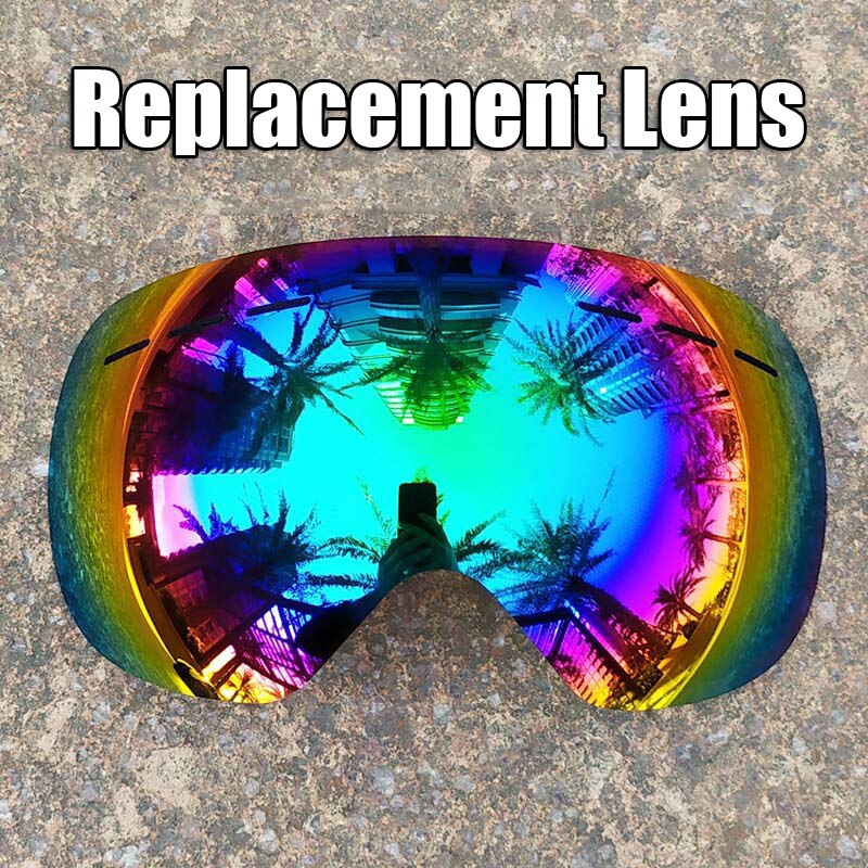 (Lens Only)Ski Goggles Lens For Anti-fog UV400 Big Spherical Ski Glasses Snow Goggles Eyewear Lenses Replacement