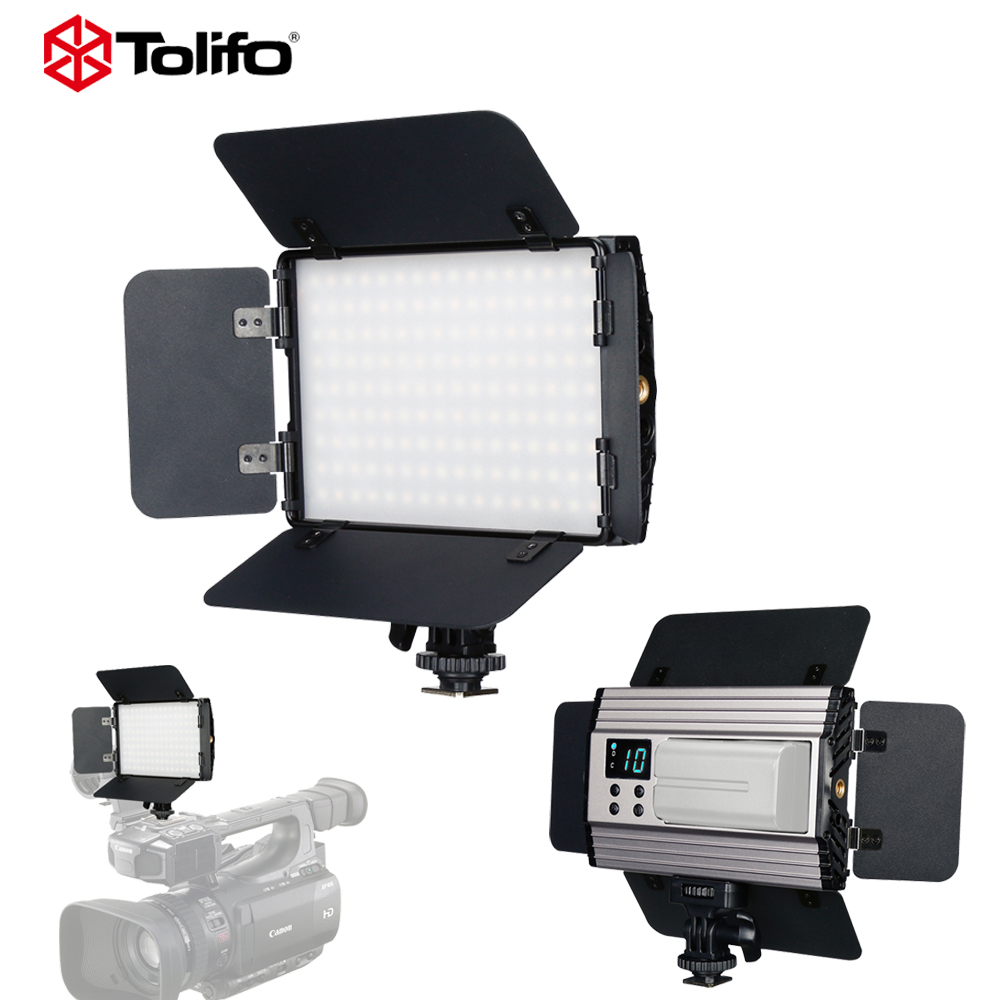 Tolifo PT-15B II Alluminium Slanke Foto LED Video Studio Light Bi-Kleur &amp; Dimbare w/Barndoor voor Canon Nikon Camera Camcorder