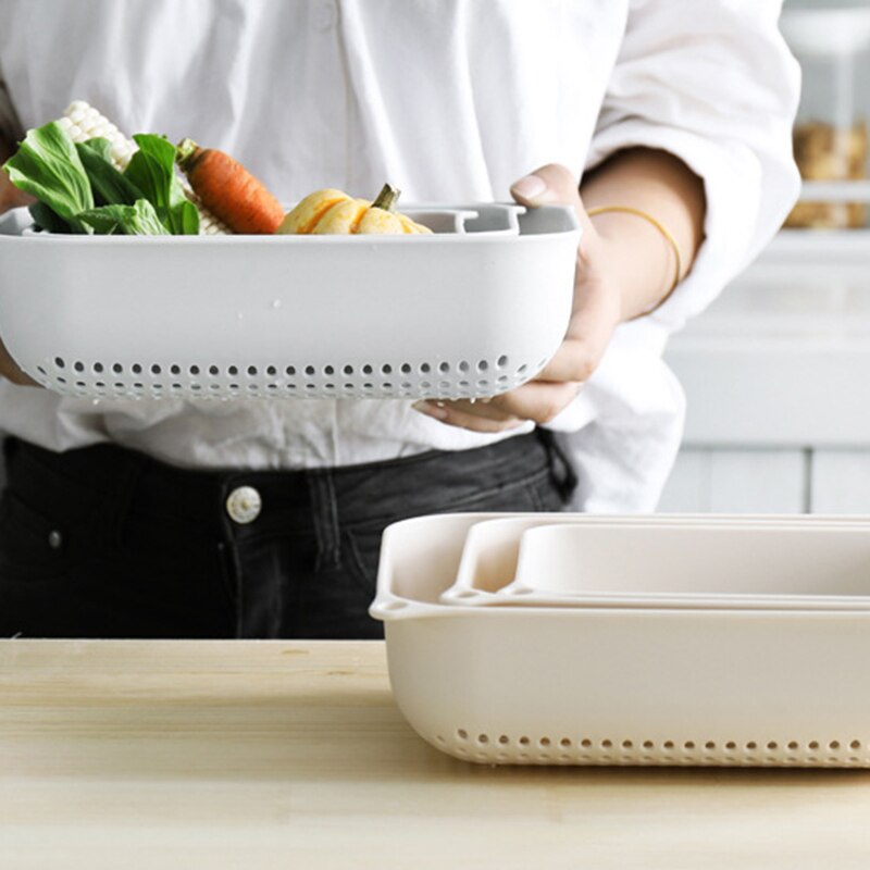 Three-piece Plastic Drain Basket Kitchen Sink Home Fruit Filter Funnel Vegetable Food Multifunctional Drainage