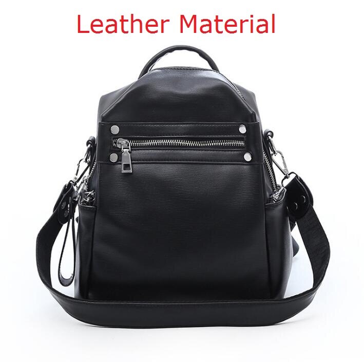 2020 nova mochila de couro feminino pano de náilon zíper pequeno bagpack sacos escolares casuais para meninas adolescentes viagem de volta pacote dg383: Leather black