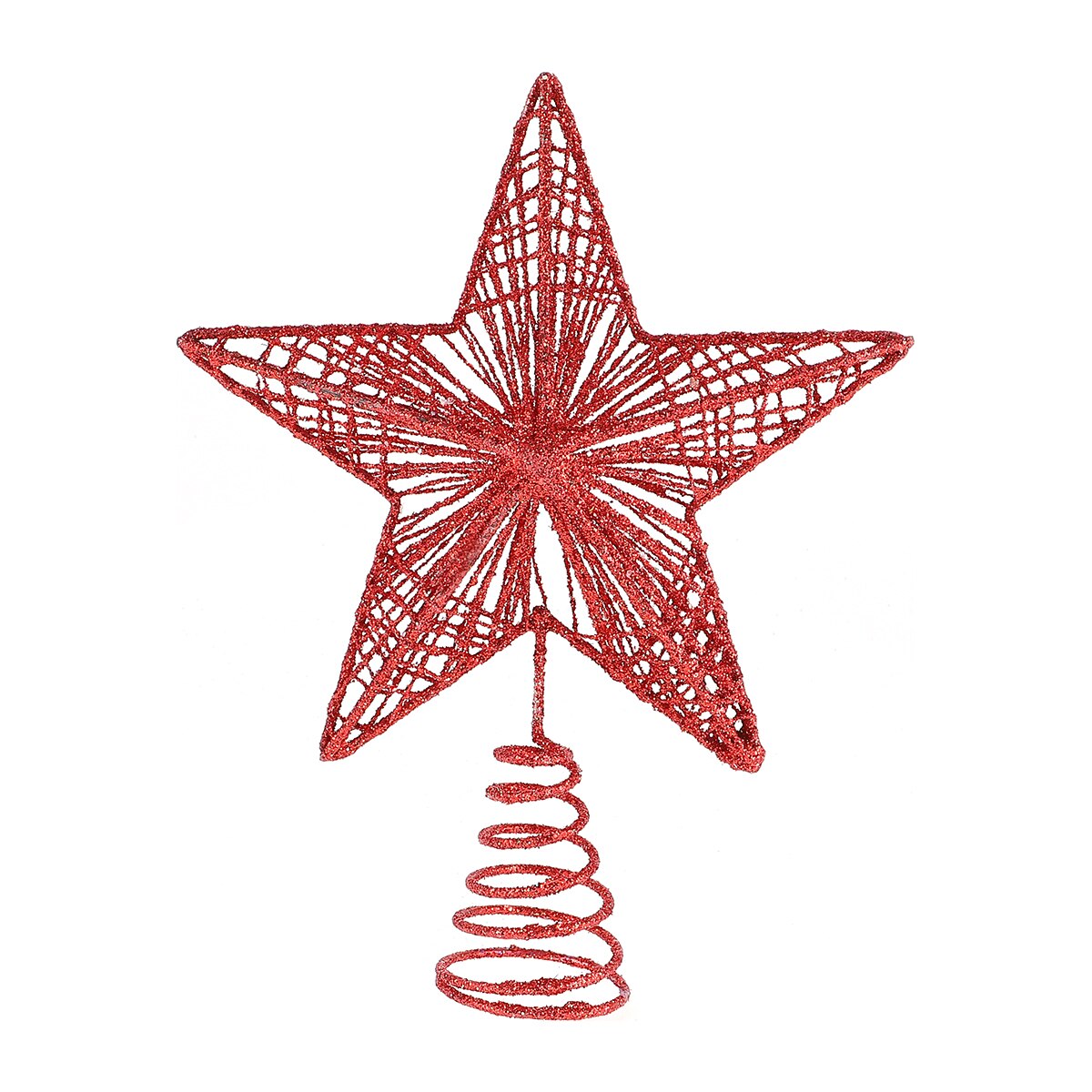 Kerstster kerstboomtoppers goudpoeder kerstboomversieringen kerstversiering kerstboomster 6 kleuren  a50: Rood