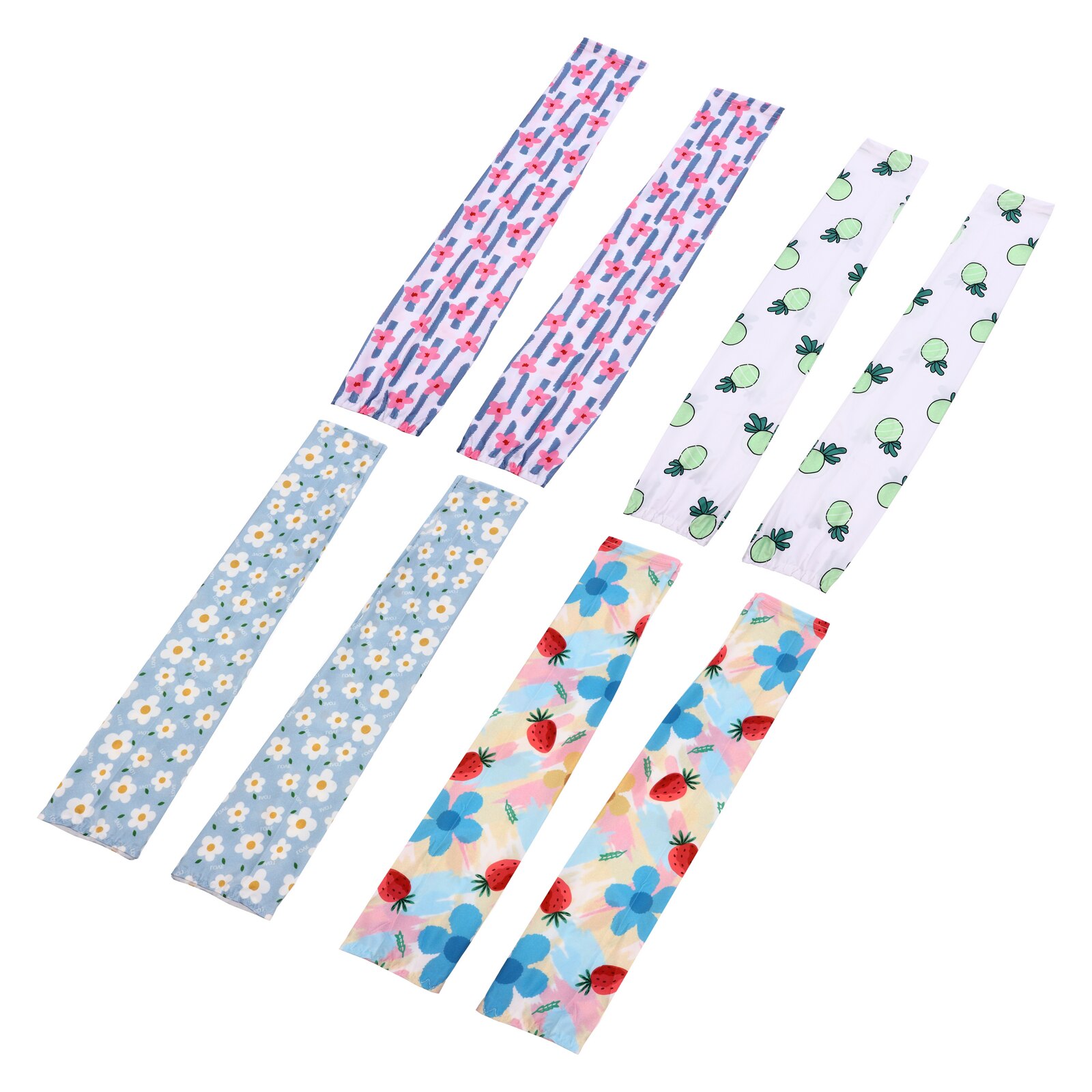 4 Pairs Cartoon Sunblock Arm Sleeves Sun Protection Sleeves Arm Cooling Sleeves