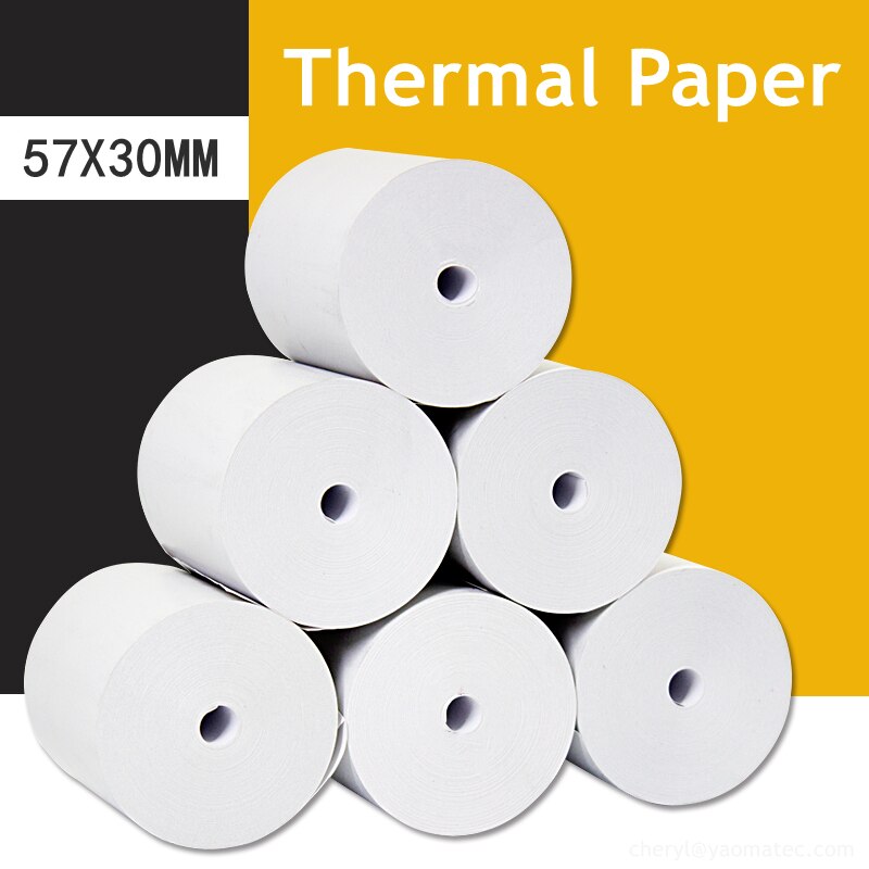 57x30mm 10/20/30/40/50 Rolls Receipt Thermal Paper Printing Label Roll for Mobile POS Photo Printer Office Stationery
