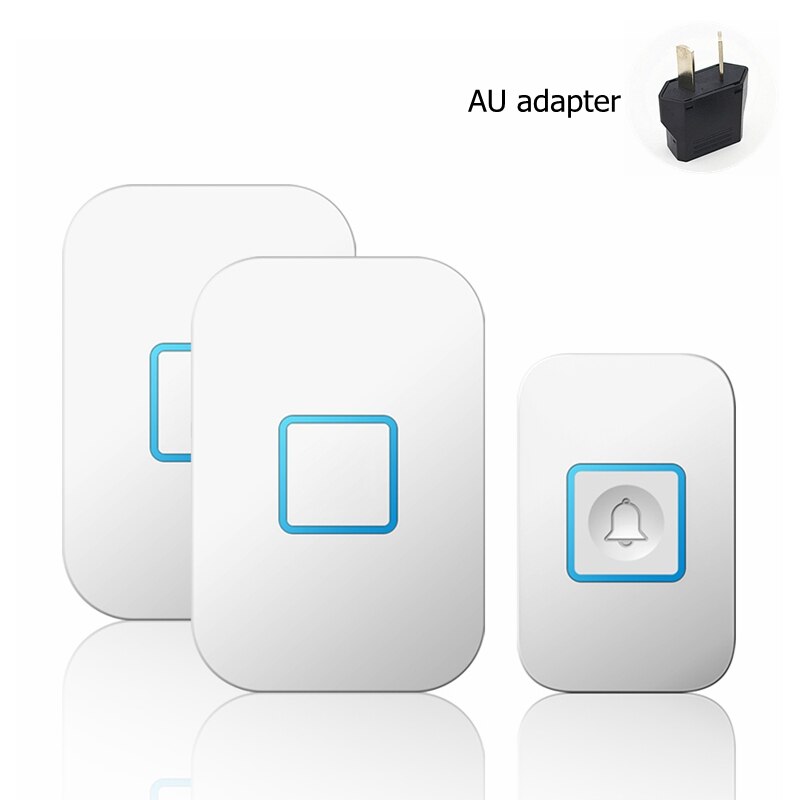 Smart Home Wireless Waterproof Doorbell 300M Remote 1 Button 1 2 Receiver US EU UK Plug Intelligent LED Light Door Bell 60 Chime: white 1x2 AU