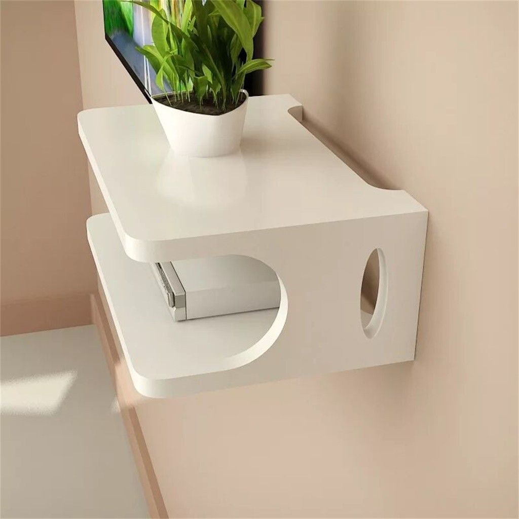 Floating Shelf For TV Components Metal Wall Mounted Media Console 2 Tier For Cable Boxes/Routers/Remotes/DVD Players