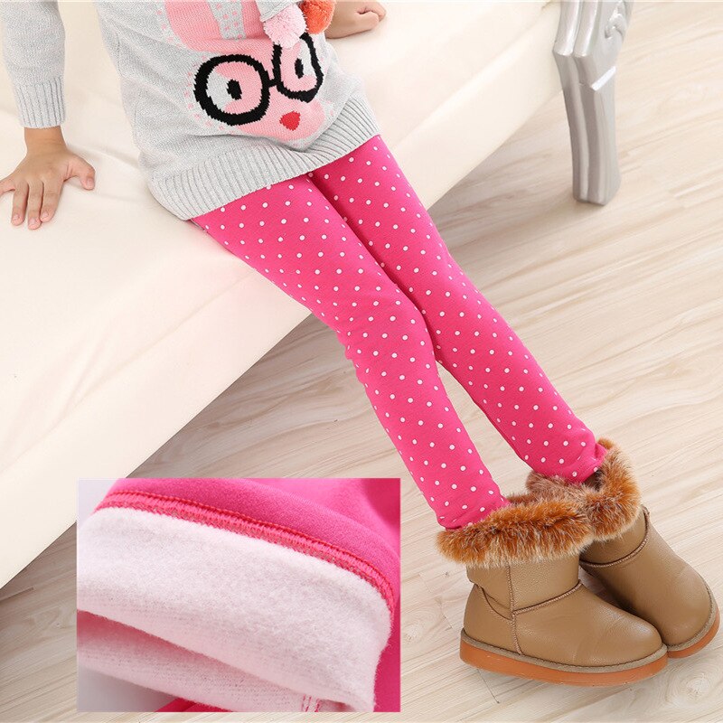 V-TREE Leggings Voor Meisjes Warme Fluwelen Kinderen Leggings Broek Dots Print Kids Kleding Herfst Winter 3-8Y