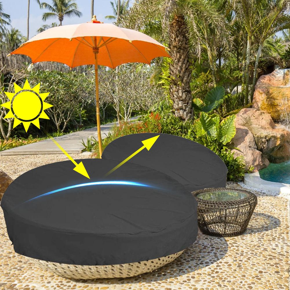 210D Oxford Doek Zwarte Ronde Meubilair Tafel Cover Outdoor Ronde Waterdichte Daybed Cover Stofdicht Tuinmeubelen Cover