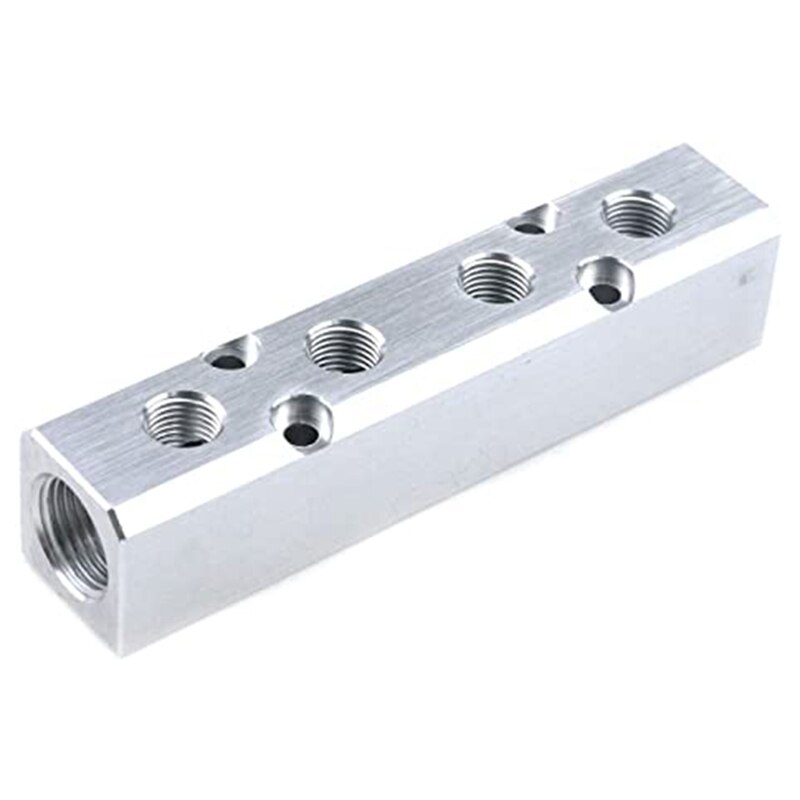 Colector neumático de aleación de aluminio, bloque de distribución de aire, G1/2, puerto de suministro, 1 paquete: 4 holes