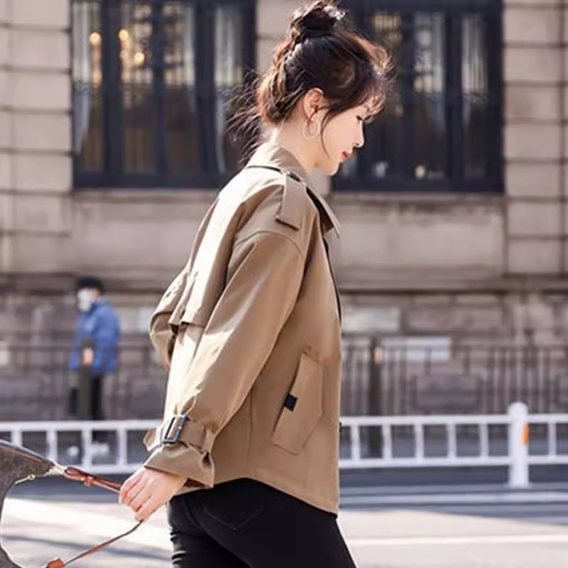 Wind jacke Anzug Kragen Jacken Frauen verlieren Herbst Frühling koreanische weibliche Jacke Taschen Mantel Zweireiher Mantel sho