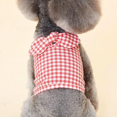 Sommer hundetøj sløjfe plaid blød t-shirt vest til små mellemstore hvalpe yorkshire chihuahua kæledyr udendørs ropa perro ingen pandebånd: Rød / Xl