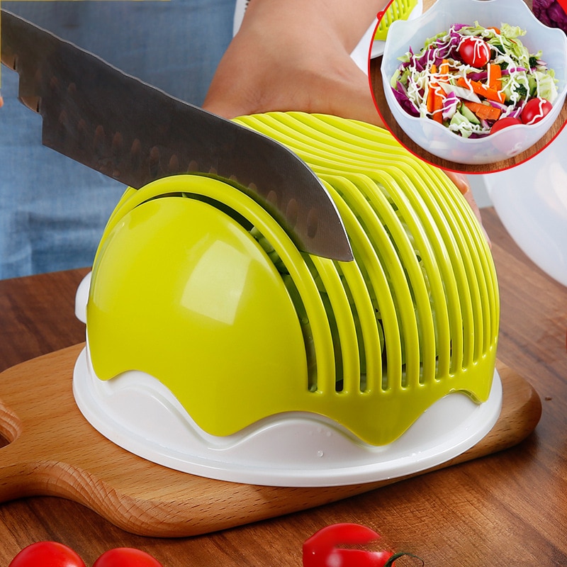 Salade Snijden Kom Keuken Gereedschap Multifunctionele Snijden Groente-en Snijmachine Snijden Salade Artefact Met Cover