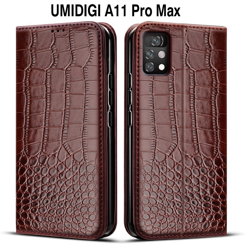 Luxe Lederen Flip Boek Stijl Case Voor Umidigi A11 Pro Max Wallet Kickstand Case Voor Umidigi A11Pro Max 6.8 Inch telefoon Cover: Deep Brown