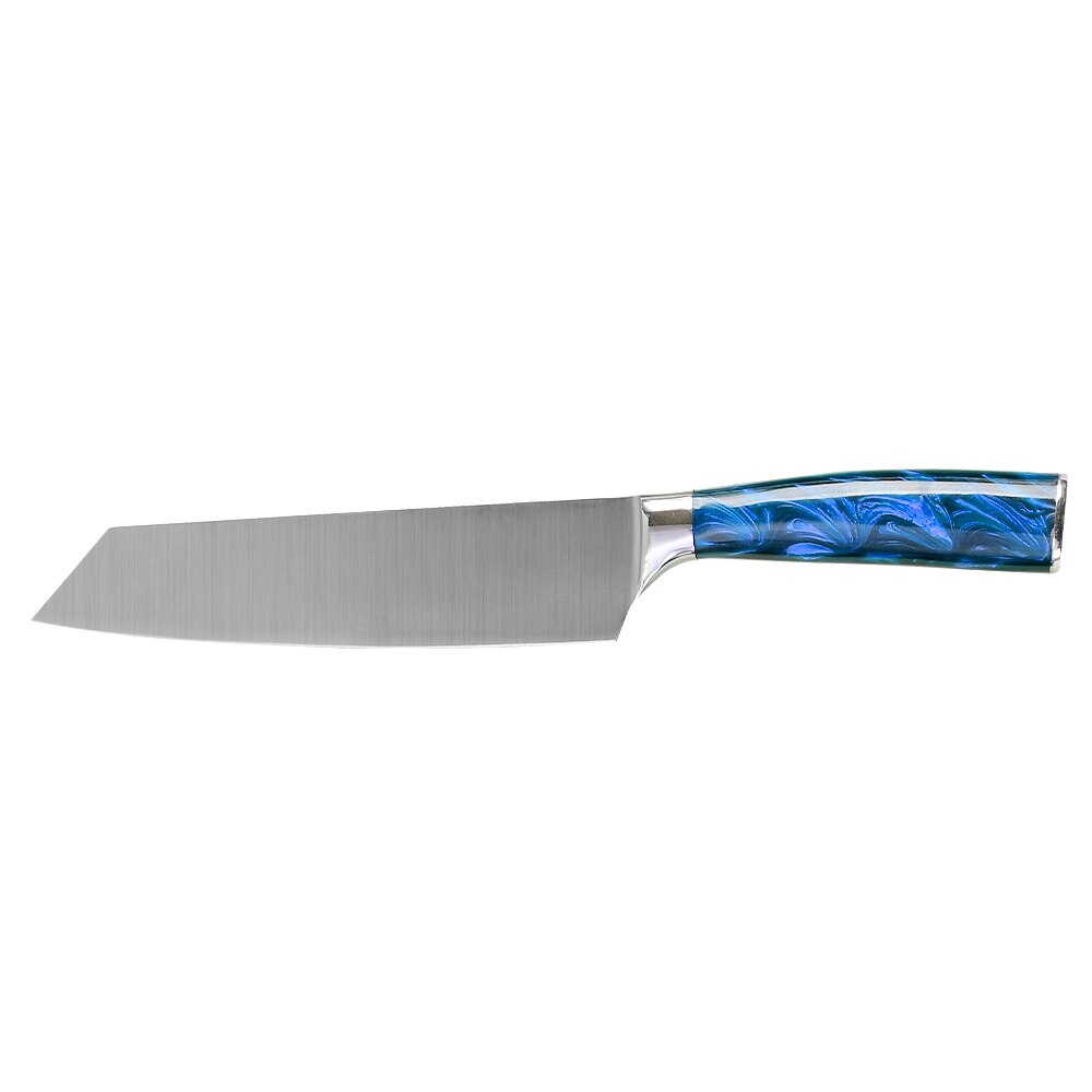 Pro Kitchen Knife Set Unique Blue Resin Handle Stainless Steel Chef Knife Santoku Slicer Paring Knives Traditional Cooking Tools: Cooking Knife
