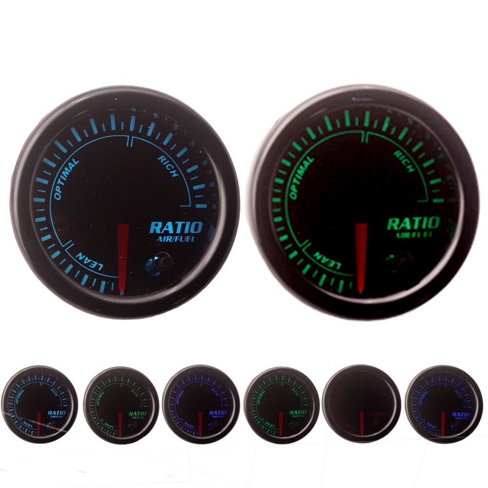 Universal 2" 52mm 7 Colors LED Car Auto Air Fuel Ratio Gauge Meter No Sensor