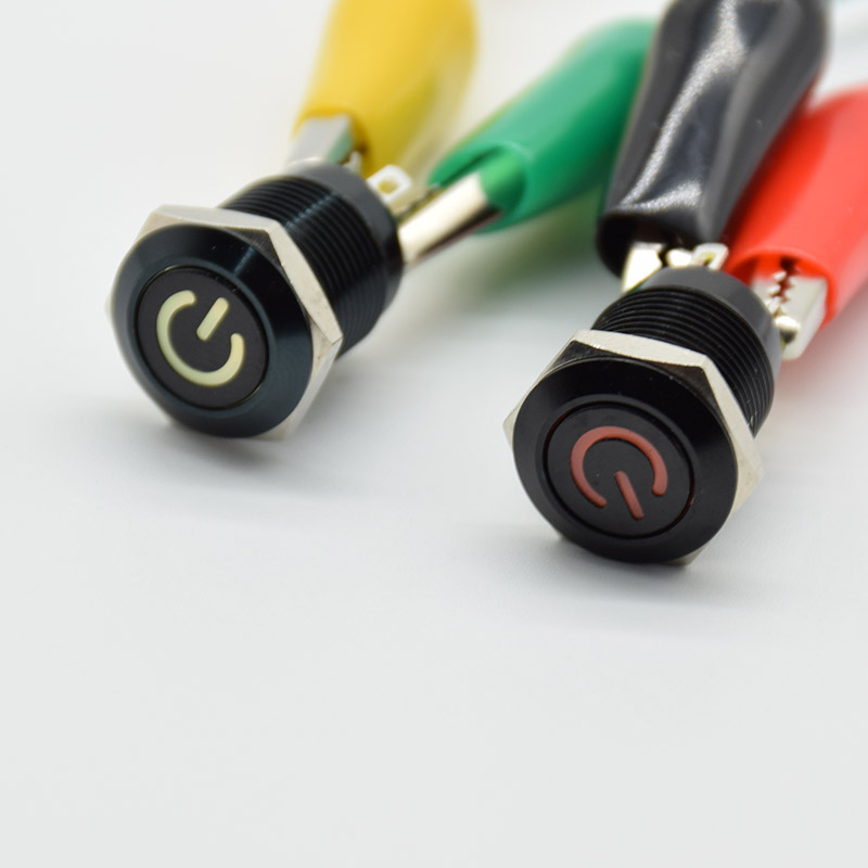 Push Button Switch 4 Pin 12mm Waterproof illuminated Led Light Metal Flat Momentary Switches with power mark 3V 6V 12V 24V 220V