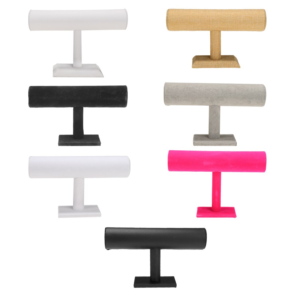 Velvet T-Bar Armband Ketting Sieraden Display Stand Voor Shows Home Organisatie, 6 Kleuren Voor Kiezen