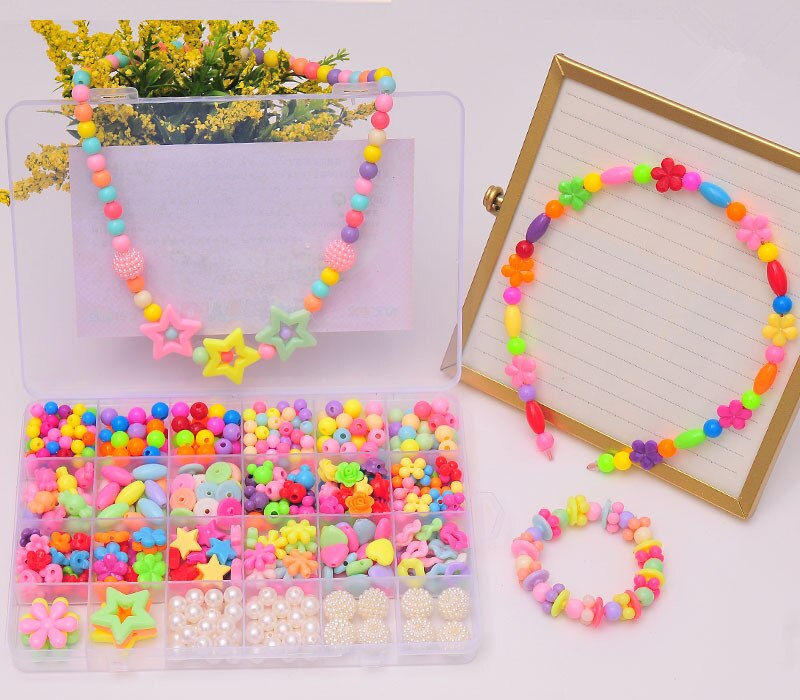24 Raster Kinderen Diy Handgemaakte Kralen Speelgoed Met Accessoire Set Creatieve Meisje Ketting Armband Om Kinderen De beste Cadeau: k