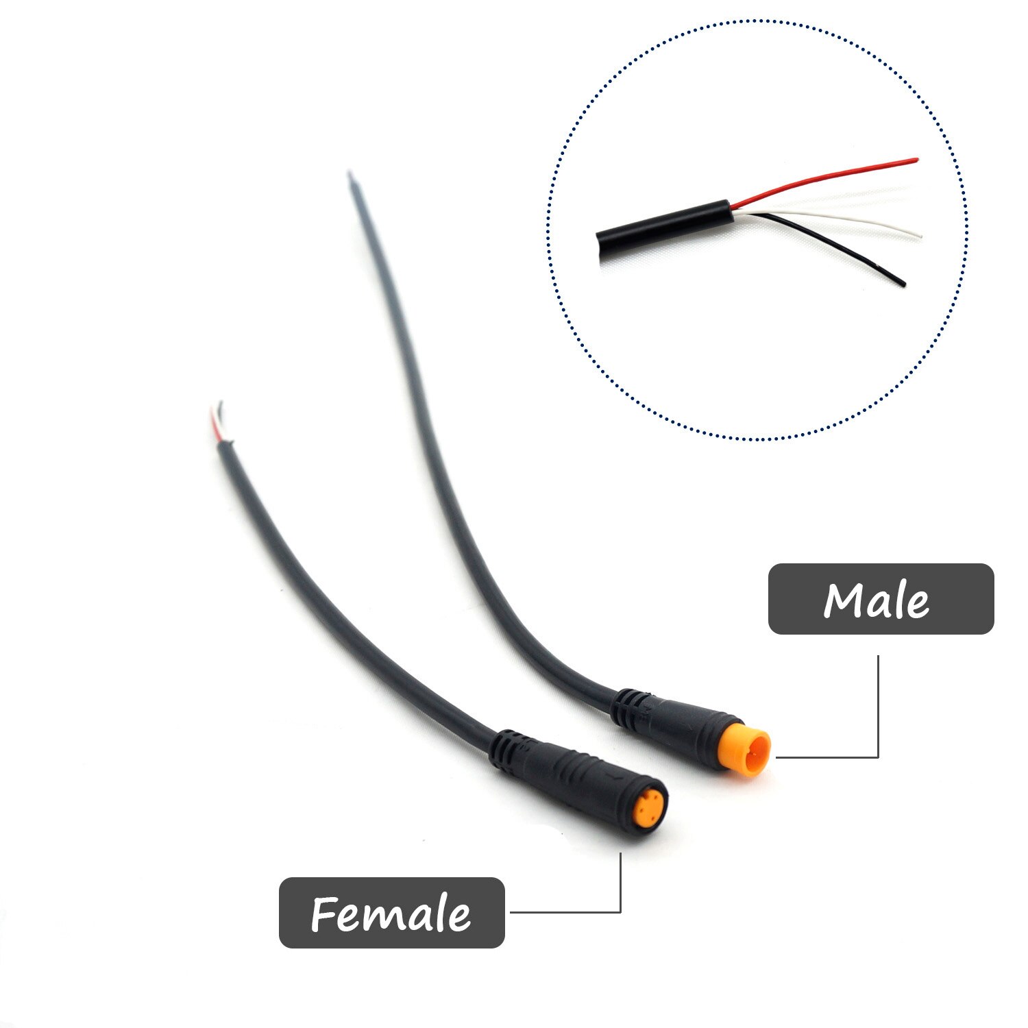 Bollfit julet kabel 2 3 4 5 stift vattentät kontakt elcykel förlängningskabel för ebike light trottle display