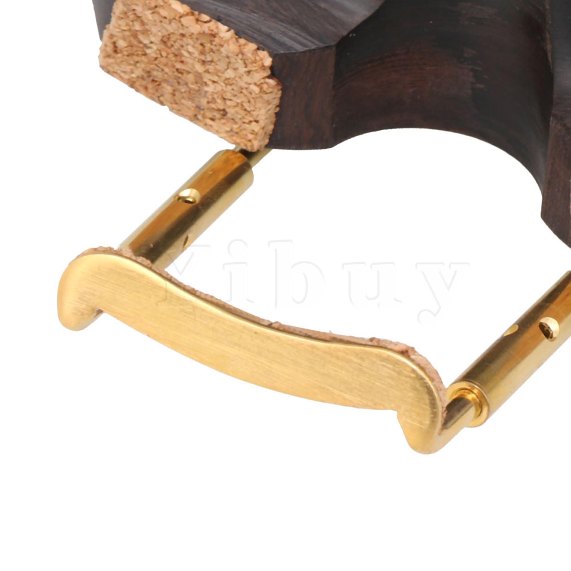 Yibuy Houten 4/4 Viool Accessoire Ebbenhout Viool Chinrest met Gouden Beugel