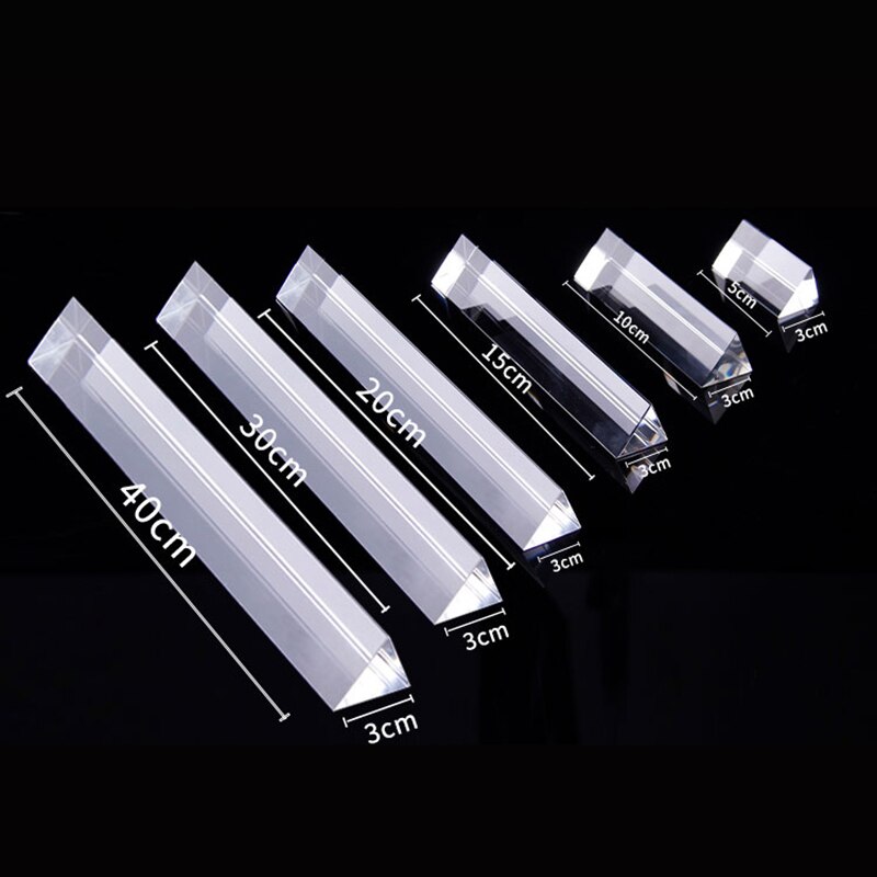 Multiple Sizes Triangular Prism K9 Optical Prisms Glass Physics Teaching Refracted Light Spectrum Rainbow Students Supplies