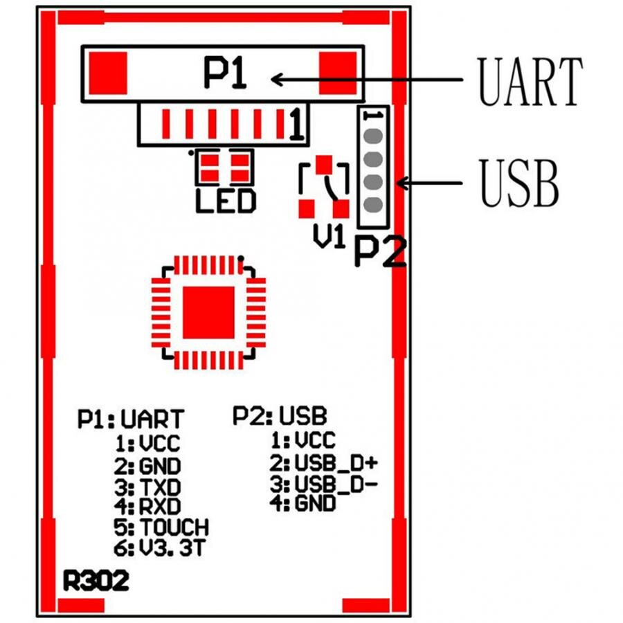 R302 Mini Semiconductor Capacitive Fingerprint Module Reader with Finger Induction Output Mini Fingerprint Reader