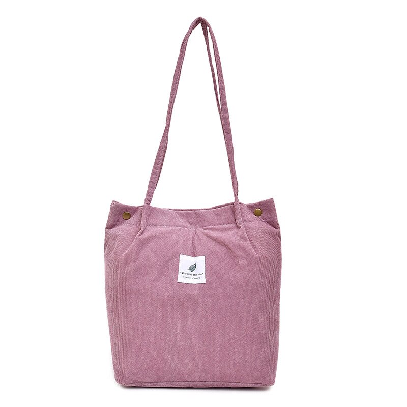 Vrouw Corduroy Schoudertas Herbruikbare Boodschappentassen Casual Tote Vrouwelijke Handtas Voor Een Bepaald Aantal: Pink