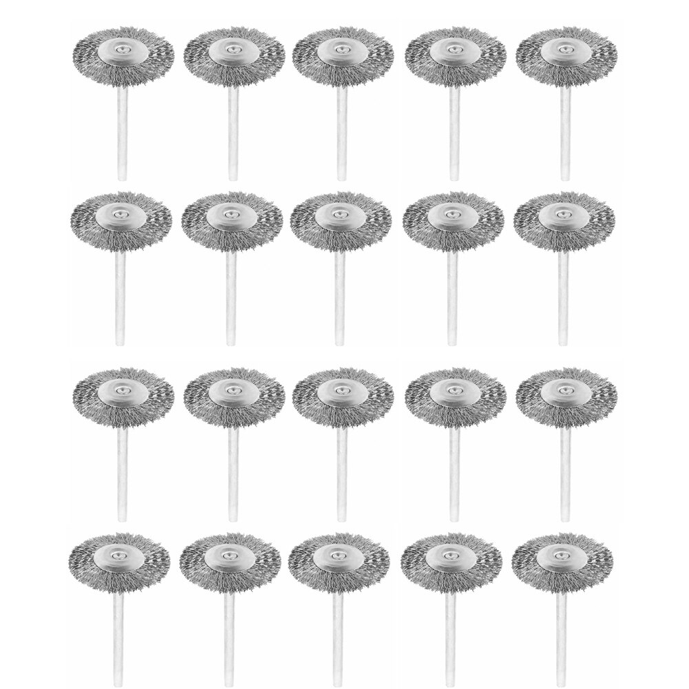 20pcs Metal Tools Round Polishing Steel Wire Brush Drill Rust Removal Rotary Wheel Welding Accessories Cleaning Grinding