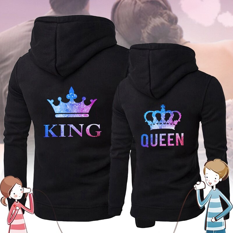 Sudadera para parejas King Queen ropa con estampado de corona para parejas sudadera de verano Casual Camisetas cuello redondo para parejas