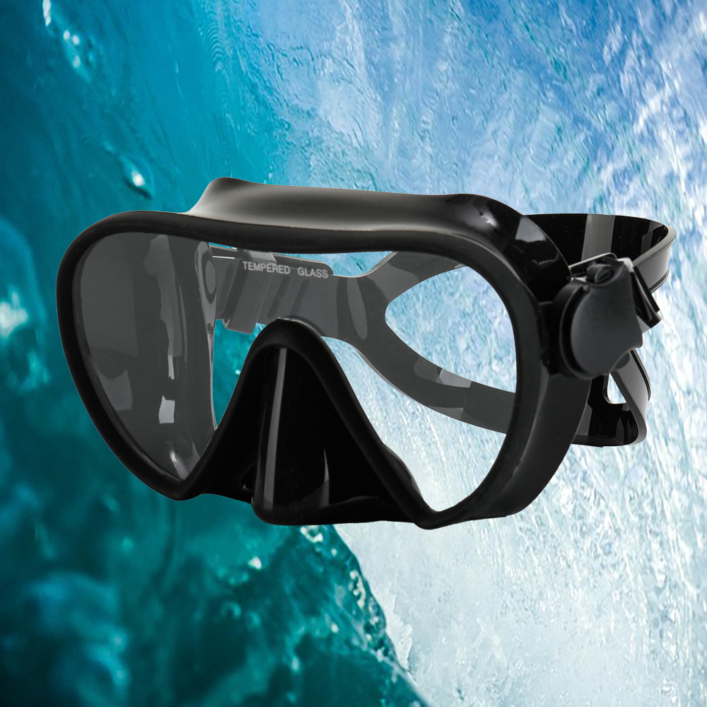 Rahmenlose Maske zum Tauchen, Schnorcheln, perfekte Dichtung, Silikonrock, Panorama-Schwimmbrille aus gehärtetem Glas, geeignet für Erwachsene