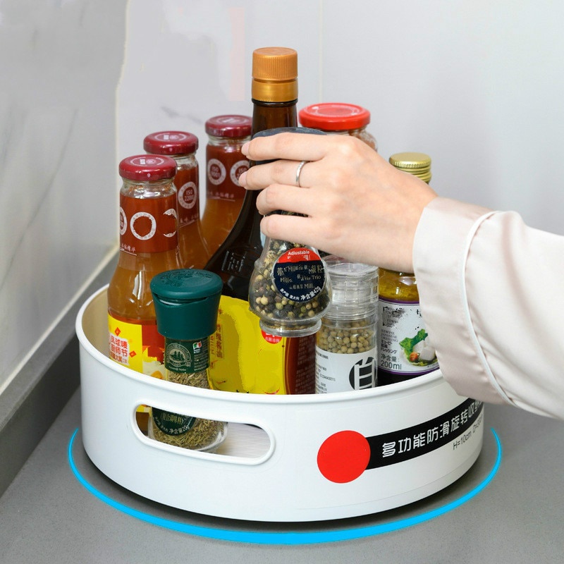 Bandeja de almacenamiento rotativa antideslizante multifunción, estante de plástico giratorio para cocina, baño, , escritorio de cosmética con rotación de 360 grados