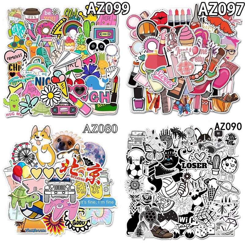 100/50PCS Large Pack Lovely Cute VSCO Girl Kids Stickers Waterproof PVC Decal for Laptop Helmet Bicycle Water Bottle Phone Case