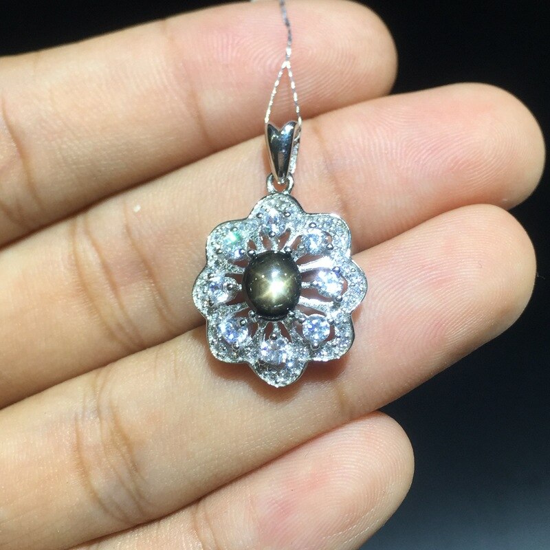 925 Sterling Silver Color Pendants Natural Sapphire Necklace Pendant for Women Natural Gemstone Pendant: Default Title