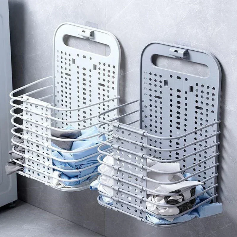 Cesta de lavandería plegable, cesta de almacenamiento de ropa sucia, baño montado en la pared, organizador de lavandería multifuncional, herramienta de almacenamiento sucio