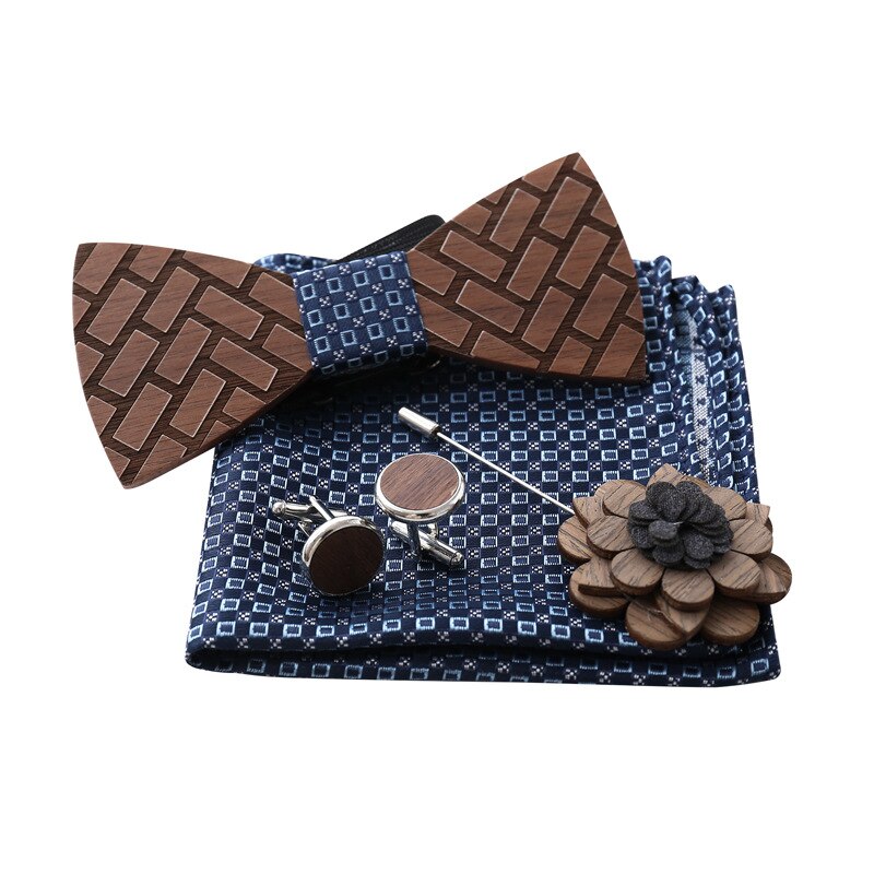 Houten vlinderdas voor heren, unisex, uitgehold, gesneden, retro stropdassen, verstelbare band, vintage vlinderdas