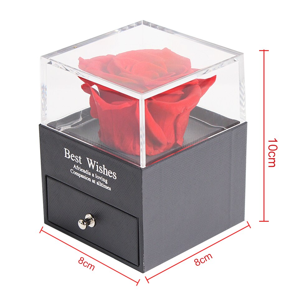 Preserved Real Rose Jewelry Box with Necklace Holder Immortal Flowers Forever Blossom Wedding Birthday Set for Women