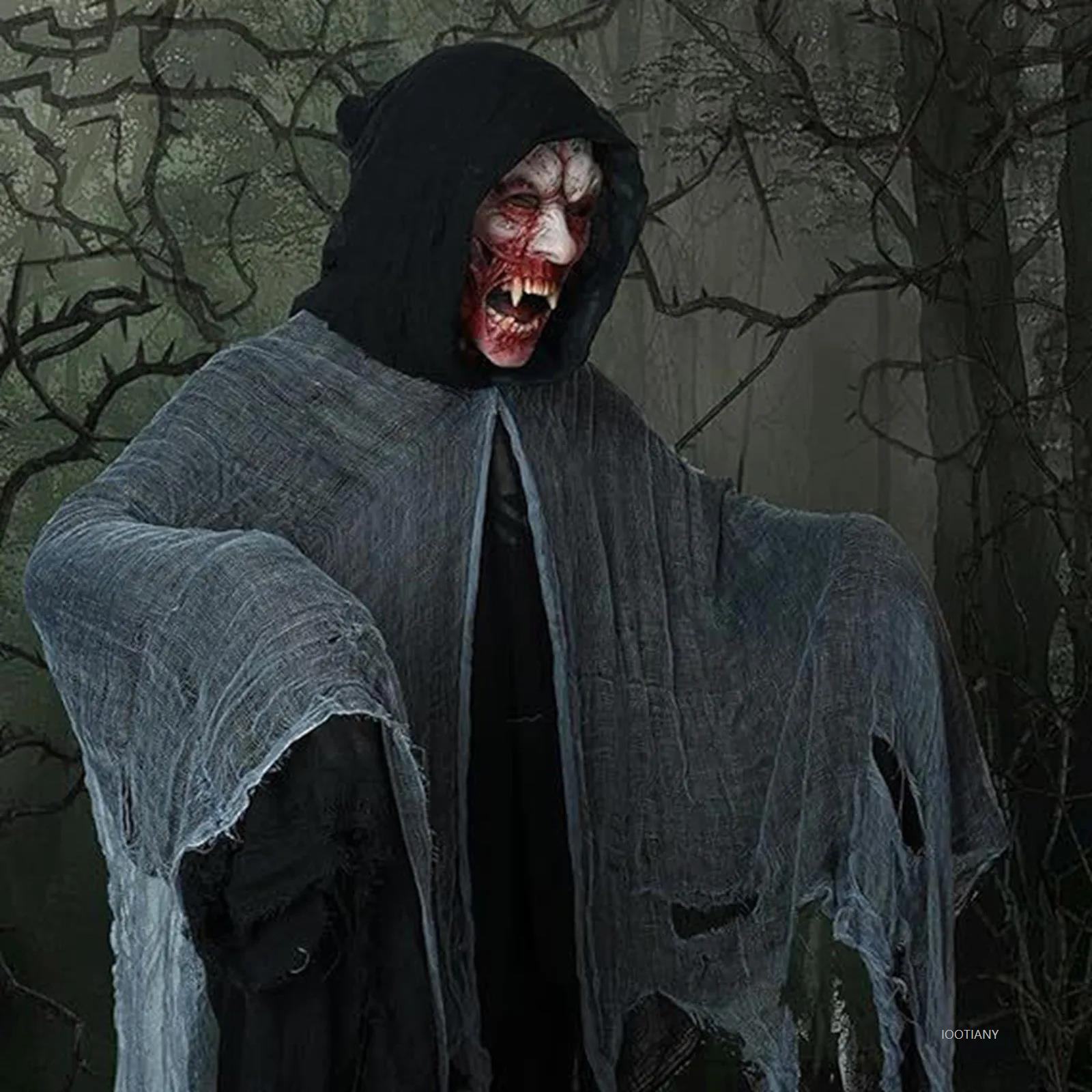 Witch Costume Halloween Adult Cloak Vampire Hooded Role Play Costume Cloak Horror Death Costume Prank Horror Costume Props