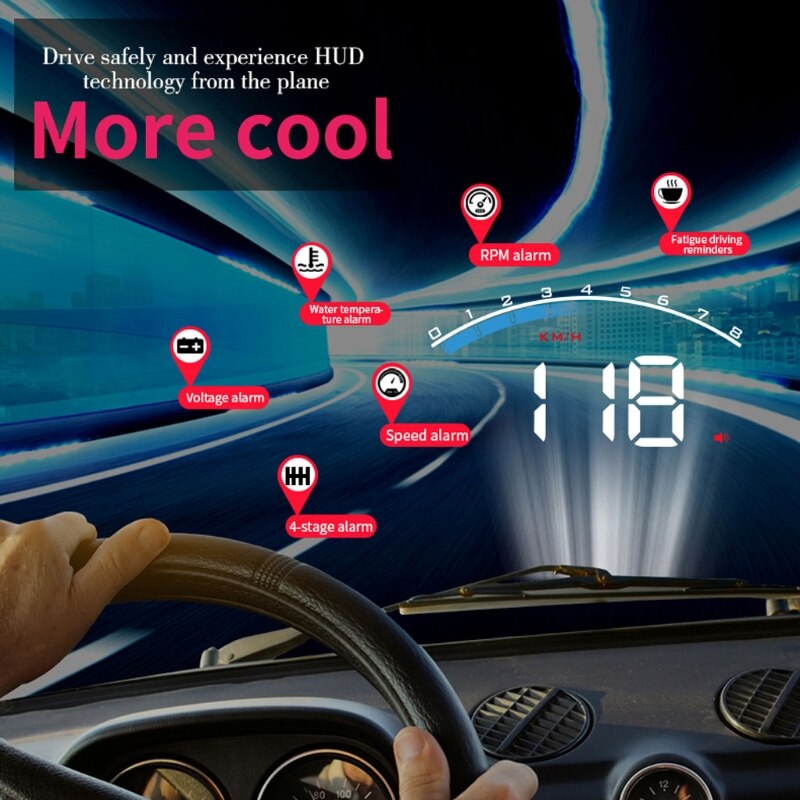 M6s Auto HUD Car Head Up Display Overspeed Warning Windshield Projector Alarm System OBD scanner