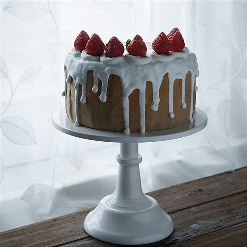 Metall järn kaka stativ rund piedestal efterrätt hållare cupcake display rack bakeware vit födelsedag bröllopsfest dekoration