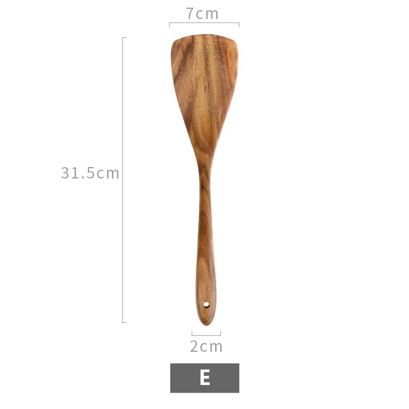 Wooden Kitchen Utensils Cooking Spoon Rice Paddle Long Handled Spoon Ladle Salad Mixing Serving Spoon Cooking Tools Accessories: E